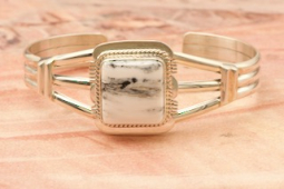 Genuine White Buffalo Turquoise Sterling Silver Bracelet